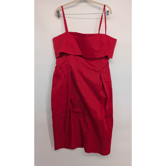 NWT By Anthropologie Sleeveless Foldover Knee-Length Dress Size XL Red MB435 - Picture 2 of 9
